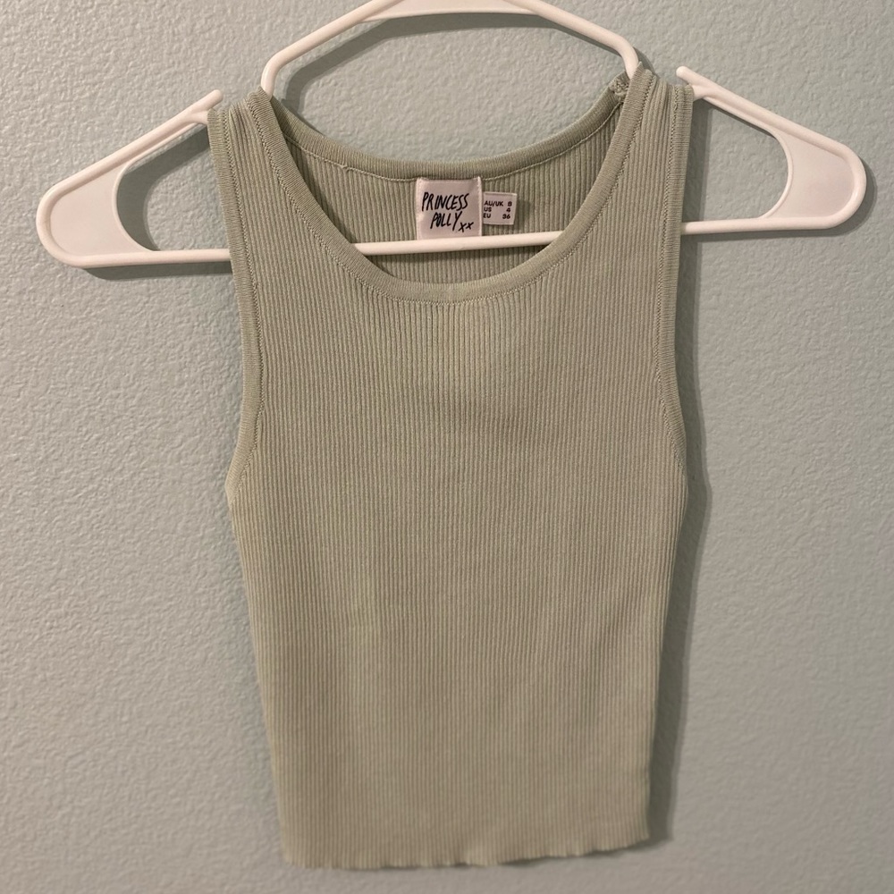 Princess Polly Womens Mint Green Ribbed Tank Top